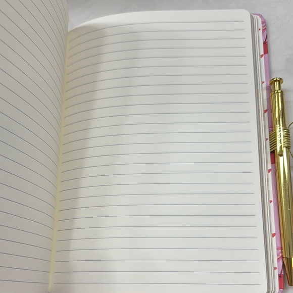 Papyrus Pink Cherry Patterned Notebook with Gold Pen NWT - Picture 6 of 7